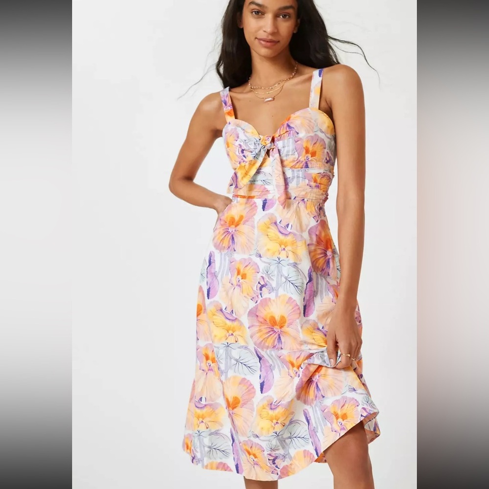 Anthropologie Cecilia Pettersson Tie Front Midi Dress